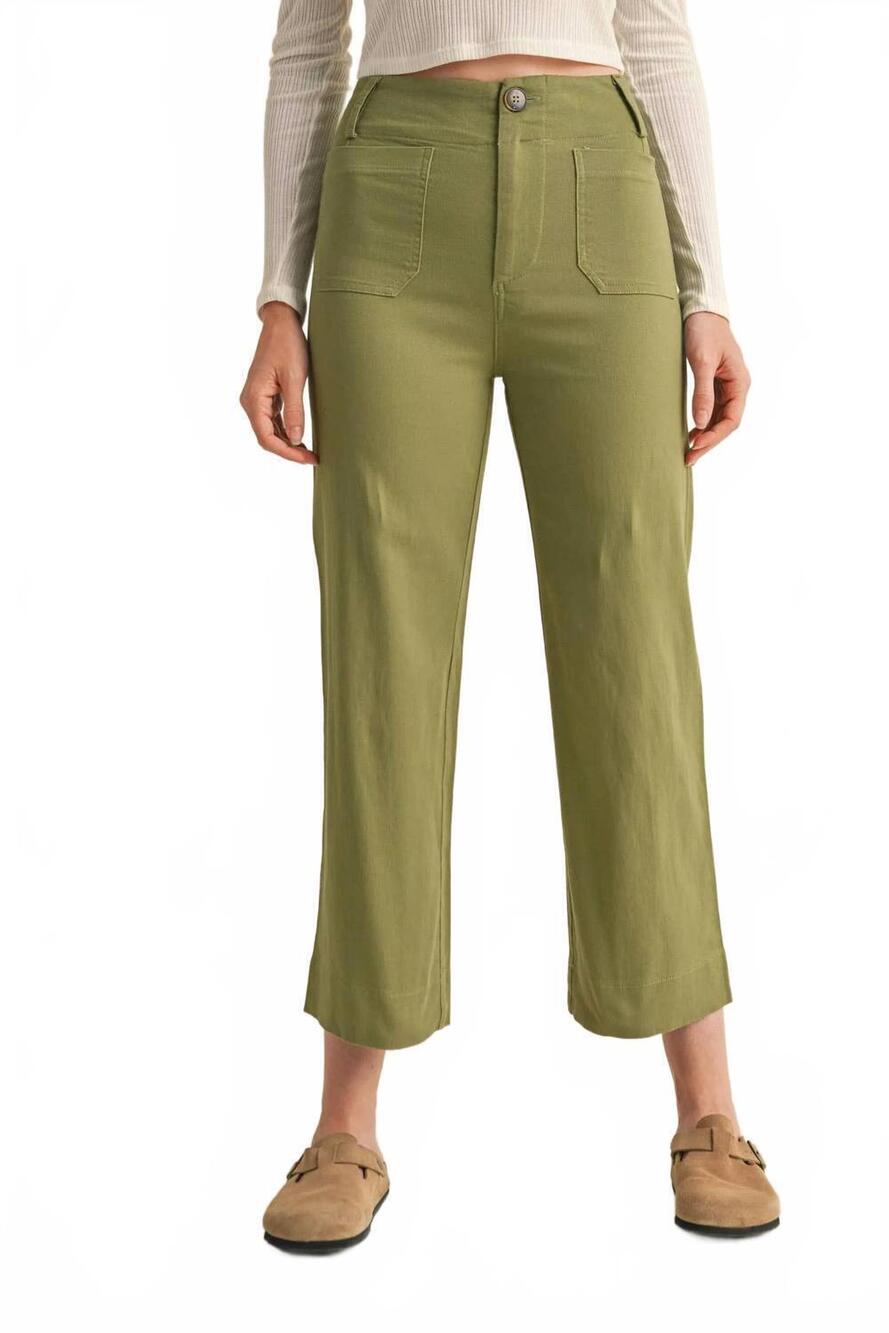 NEW &MERCI high waist cropped wide leg pants in sage olive